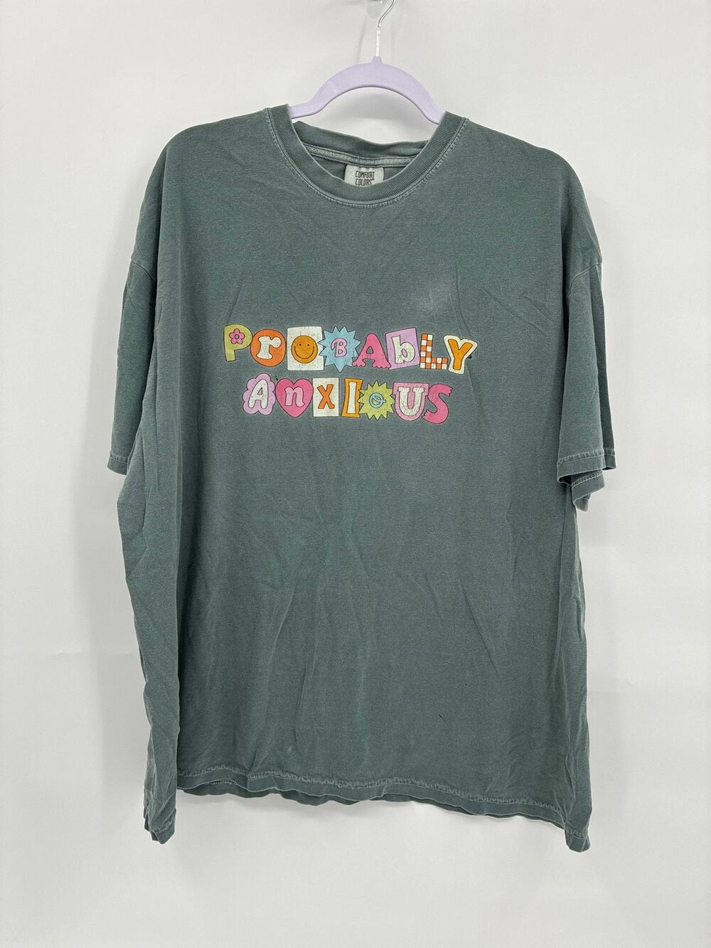 Comfort Colors Green Probably Anxious Retro Spring Unisex Short Sleeve Tee 2XL